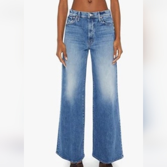 MOTHER Superior Blue Flare WIDE leg  Jeans Womens 27 Ditcher Roller Zip Skimp - Picture 16 of 16